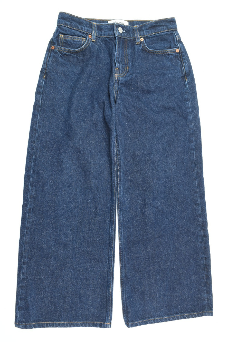 Reformation Cary Low Rise Slouchy Wide Leg Jeans Womens 24 Blue Cotton Denim